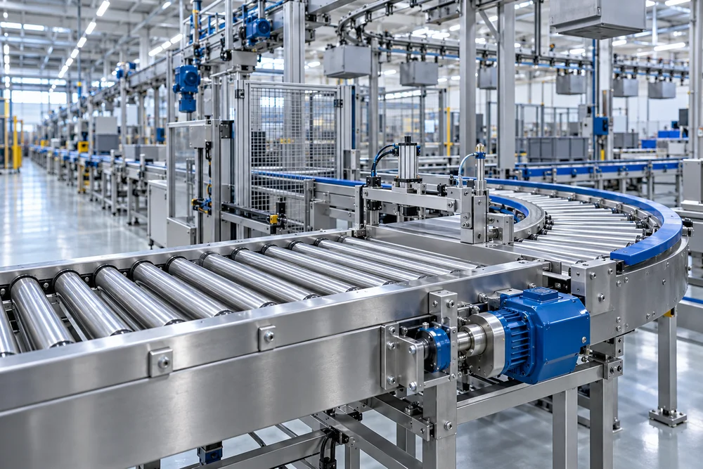 Concept image of industrial conveyor and material handling technology